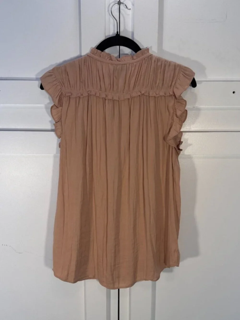 Jones New York JNY Women's Ruffle Sleeve Blouse S Peach